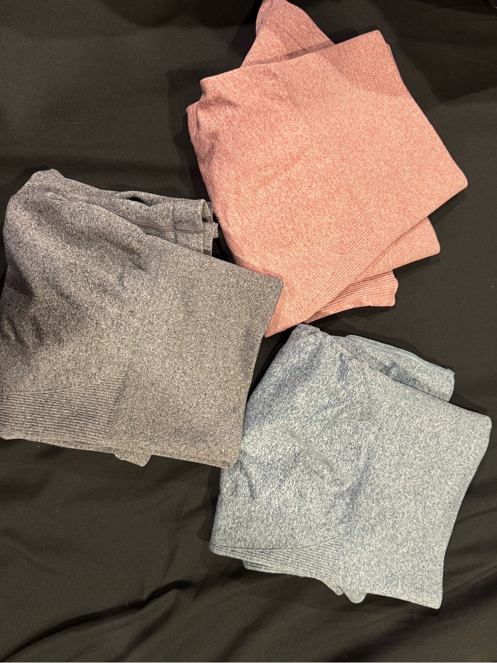 3-Pack Seamless Knit Tops in Rose, Heather Gray, and Dusty Blue